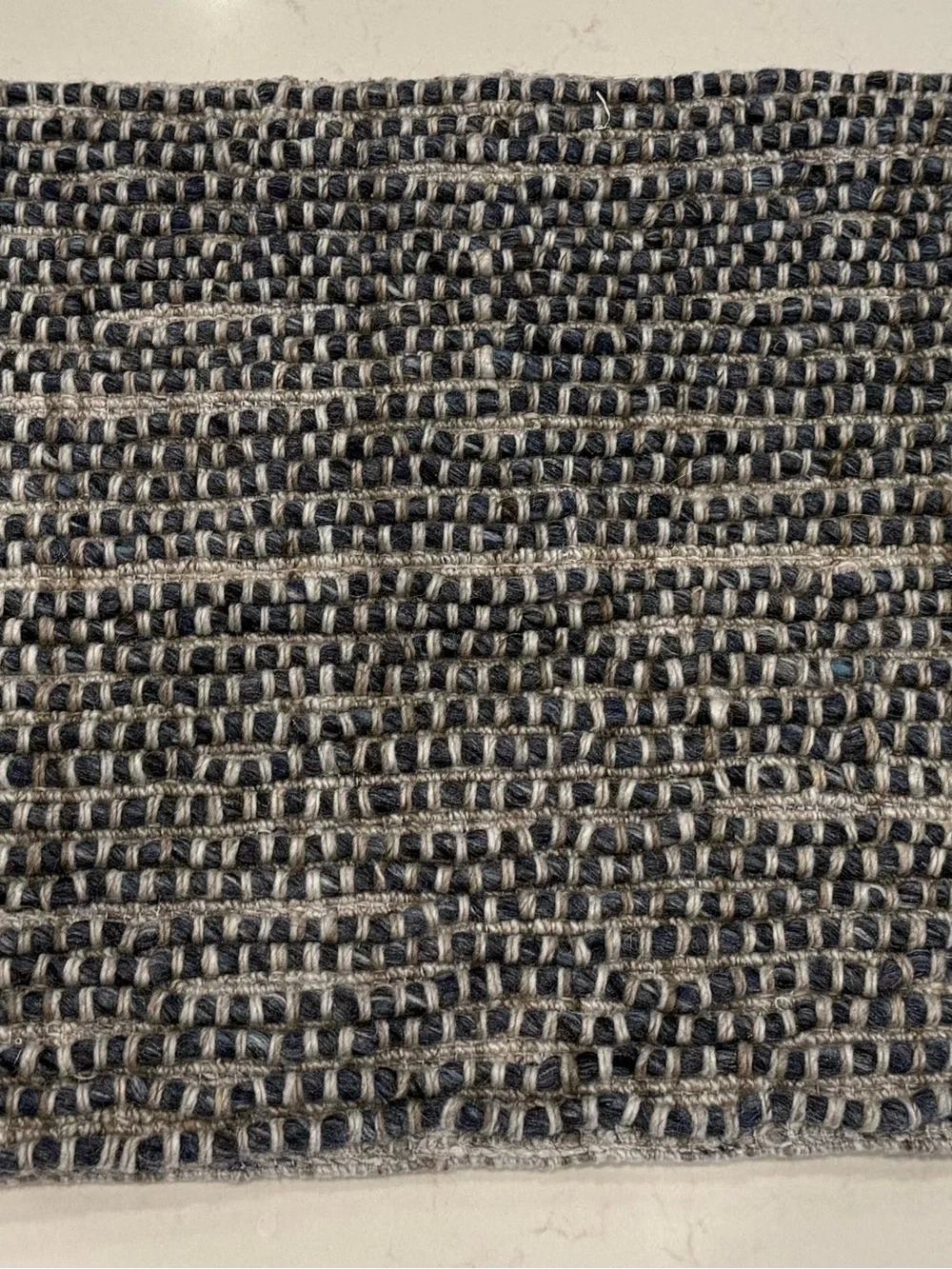 16”x24” Woven Fringe lumbar pillow cover in Navy and Grey